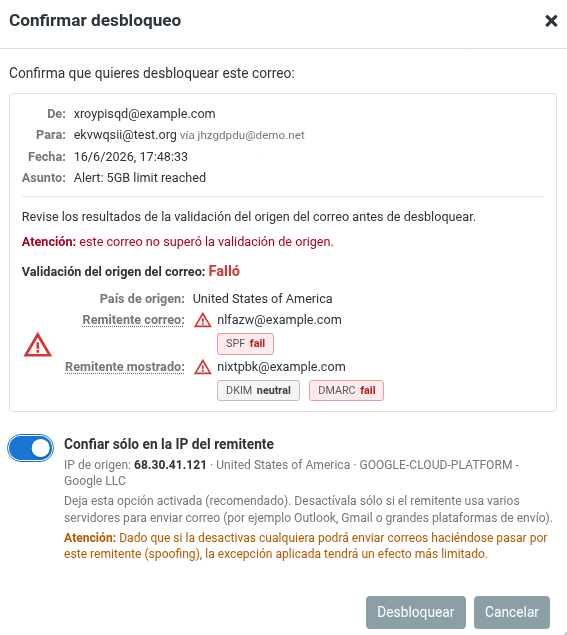 Solicitar desbloqueo